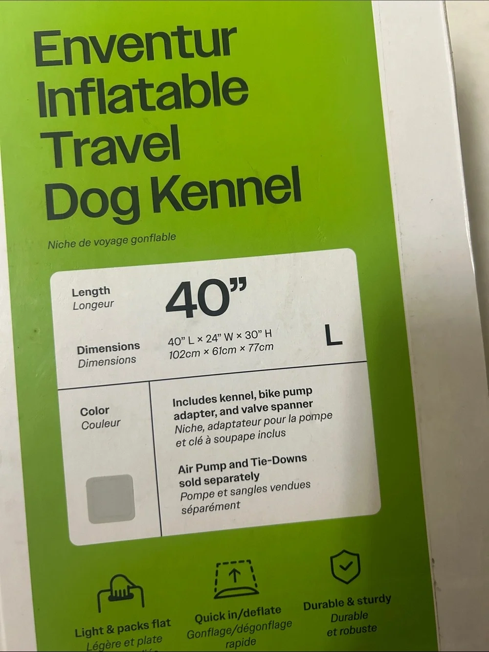 Enventur Inflatable Travel Dog Kennel — Gray